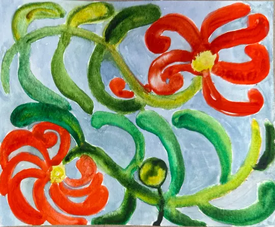 2 Small Contemporary Floral Watercolors