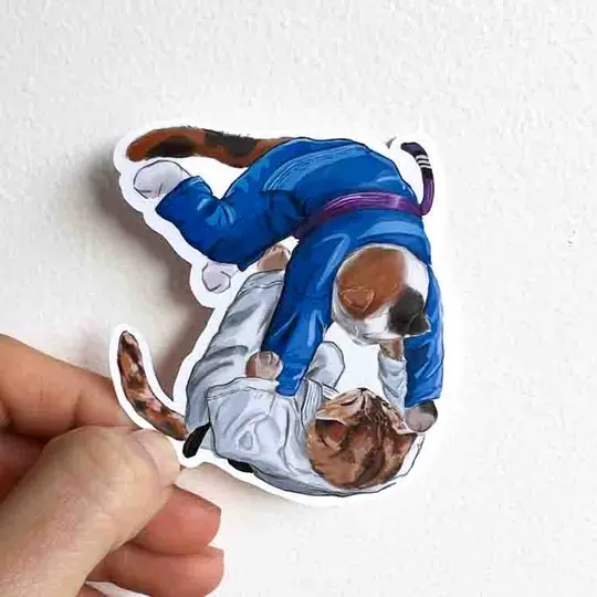 Catjitsu Technique 008 - Tomeow Nage Sticker, 3"
