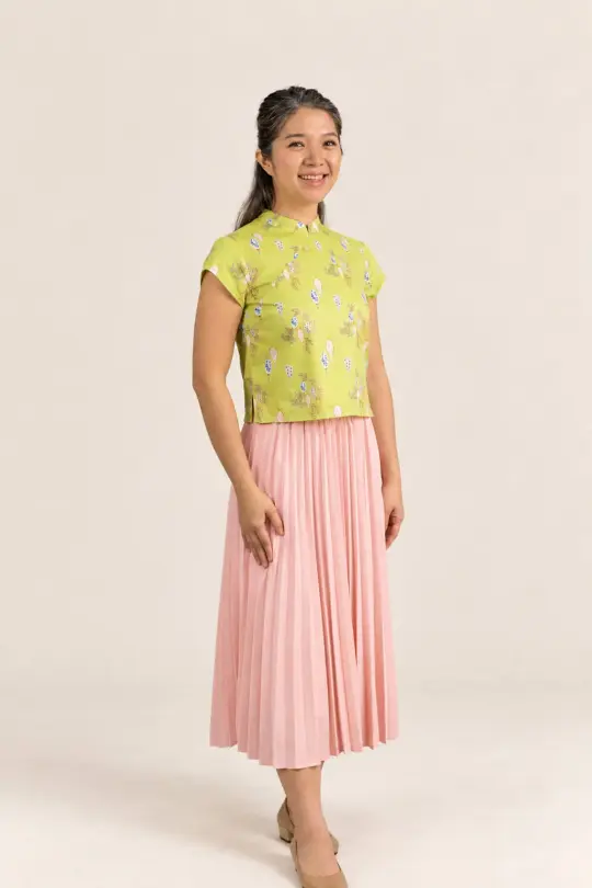 Ladies Alana Top - Yellow Floral Lanterns