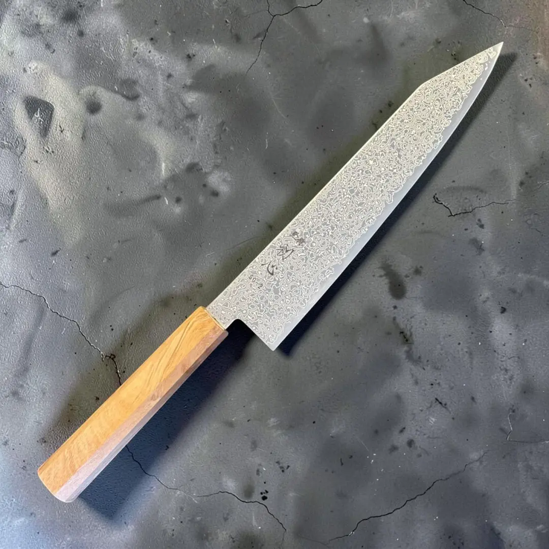 Hatsukokoro Saihyo SG2 Damascus Kiritsuke 210mm with Mono Olive Handle