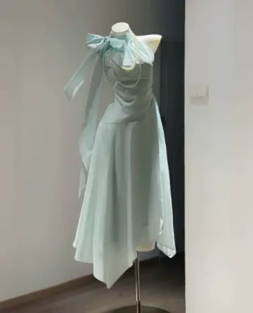 Fresh Mint Green Summer Dress A-Line High Collar Corset Maxi Prom Dress RS701