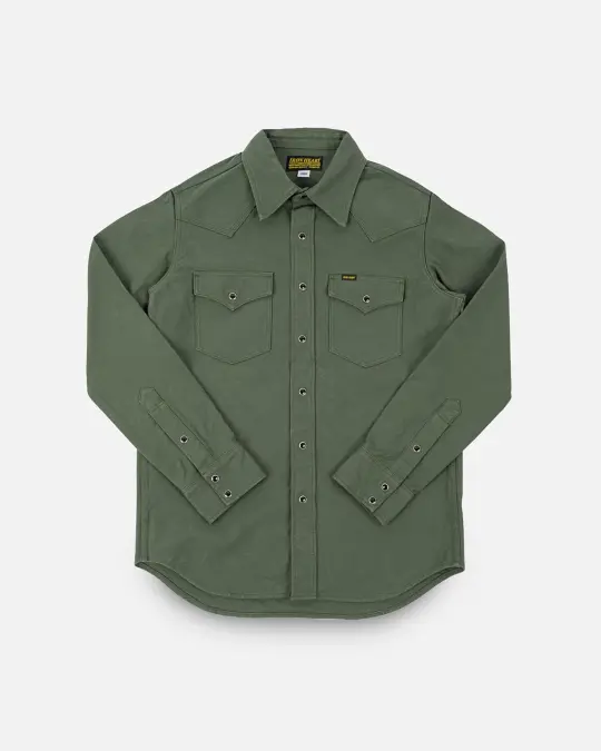 13oz Military Serge Western Shirt - Olive Drab Green