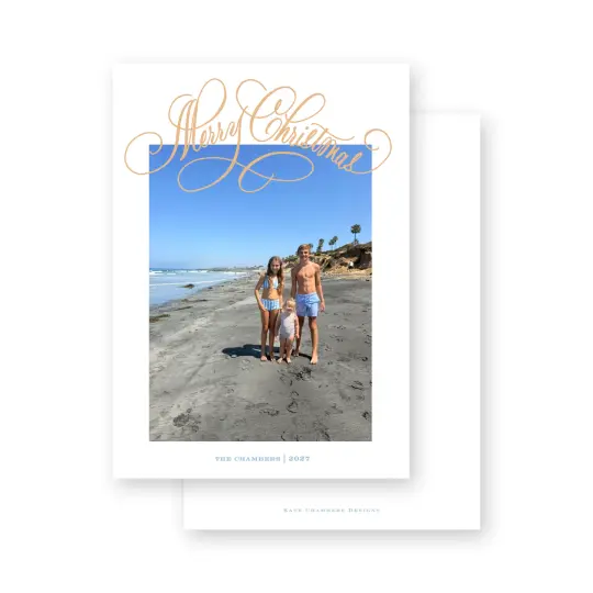 Simple modern peach on white "Merry Christmas " Holiday Card