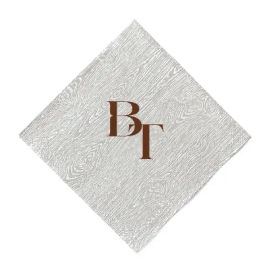 Custom Monogram Woodgrain Textured Printed Cocktail Napkins