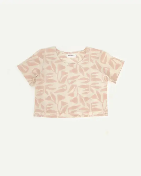 Botanical Block Print Cotton Crop Top