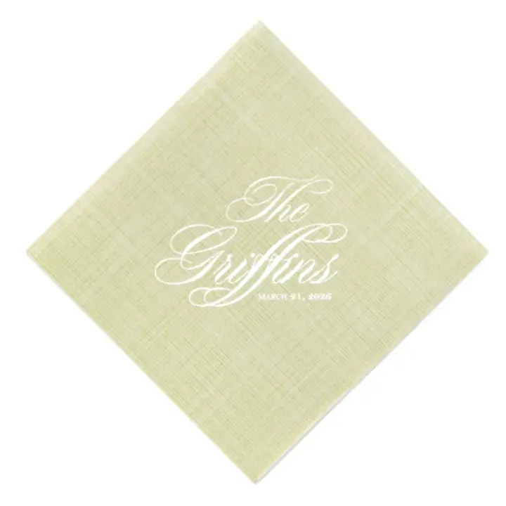 Custom Wedding Script Font Printed Cocktail Napkins