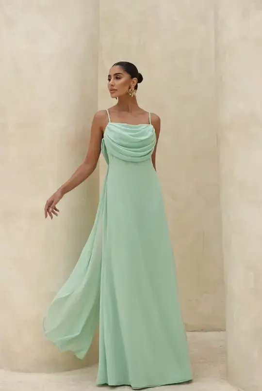 Chiffon Flowy Corset Prom Gown , Mint Green Women's Maxi Summer Dress RS2271