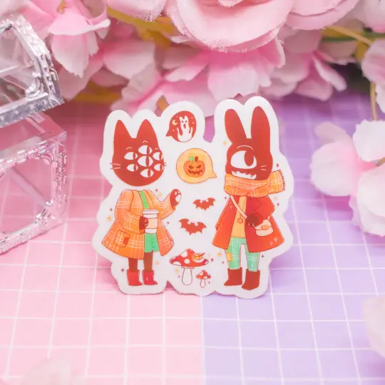 Spooky Halloween Friends - transparent vinyl sticker