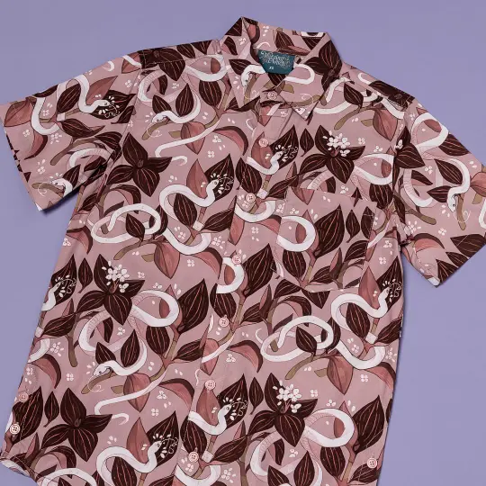 PREORDER [BUTTON DOWN SHIRT] Jewel Orchid & Snake