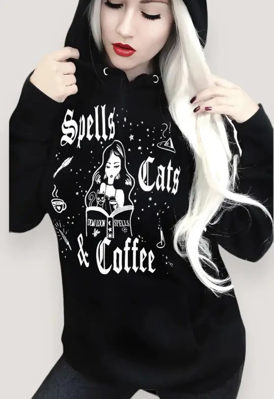 Spells Cats & Coffee "Boyfriend Fit" Hoodie