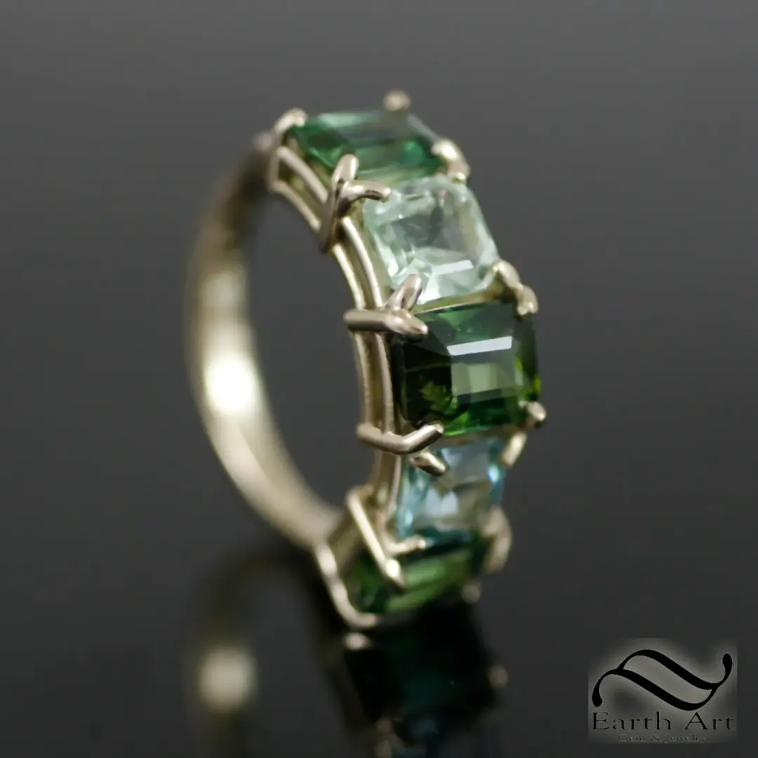 5 Stone Tourmaline Ring in 14k yellow gold