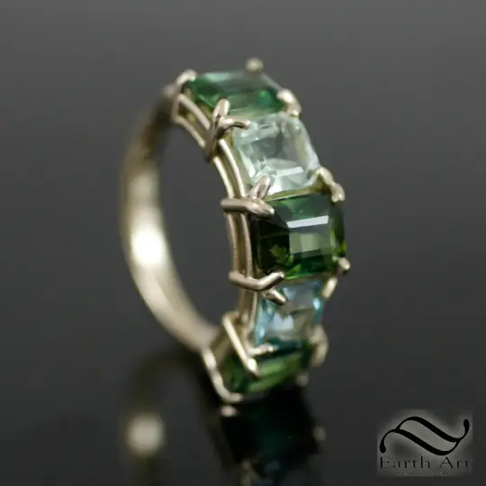 5 Stone Tourmaline Ring in 14k yellow gold