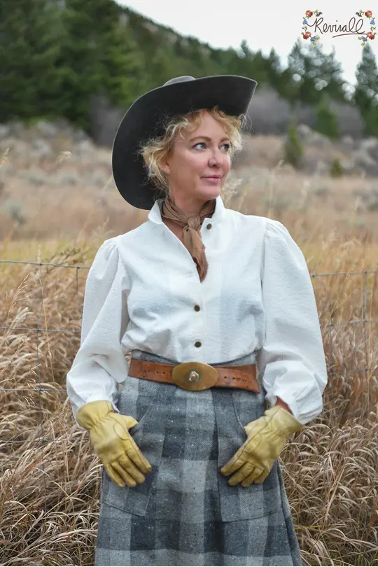 Cotton Prairie Blouse in Dove- XL