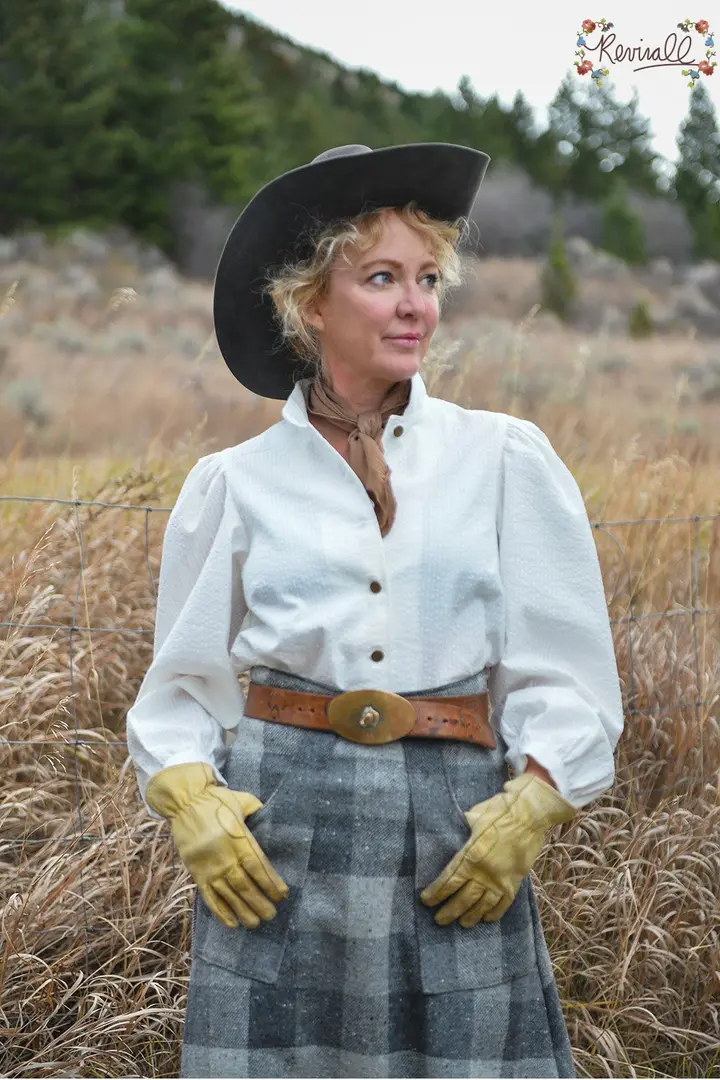 Cotton Prairie Blouse in Dove- XL
