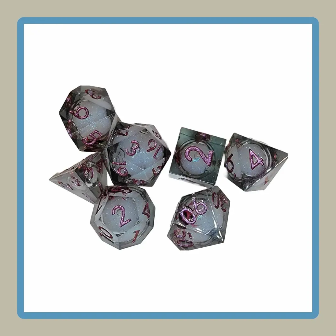 clear rpg dice set in with liquid core