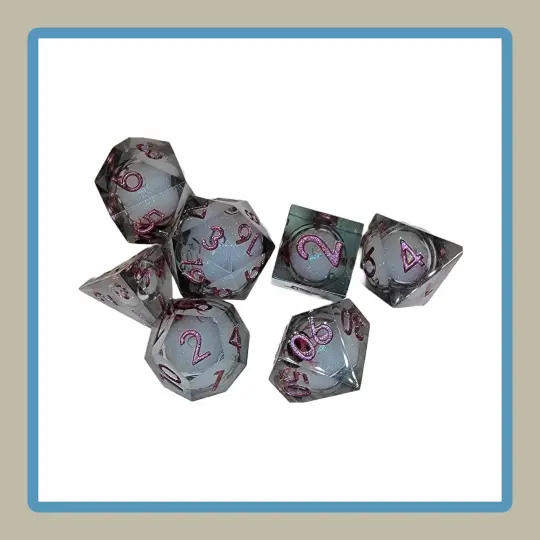 clear rpg dice set in with liquid core
