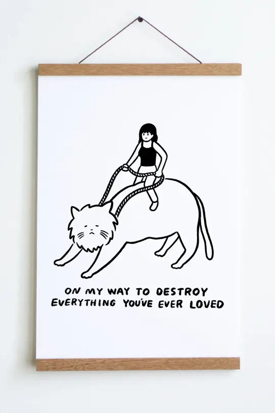 On My Way (Cat Rider) Print