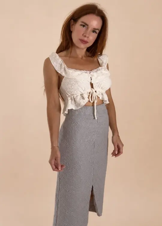 Dallas Skirt in Blue Fog