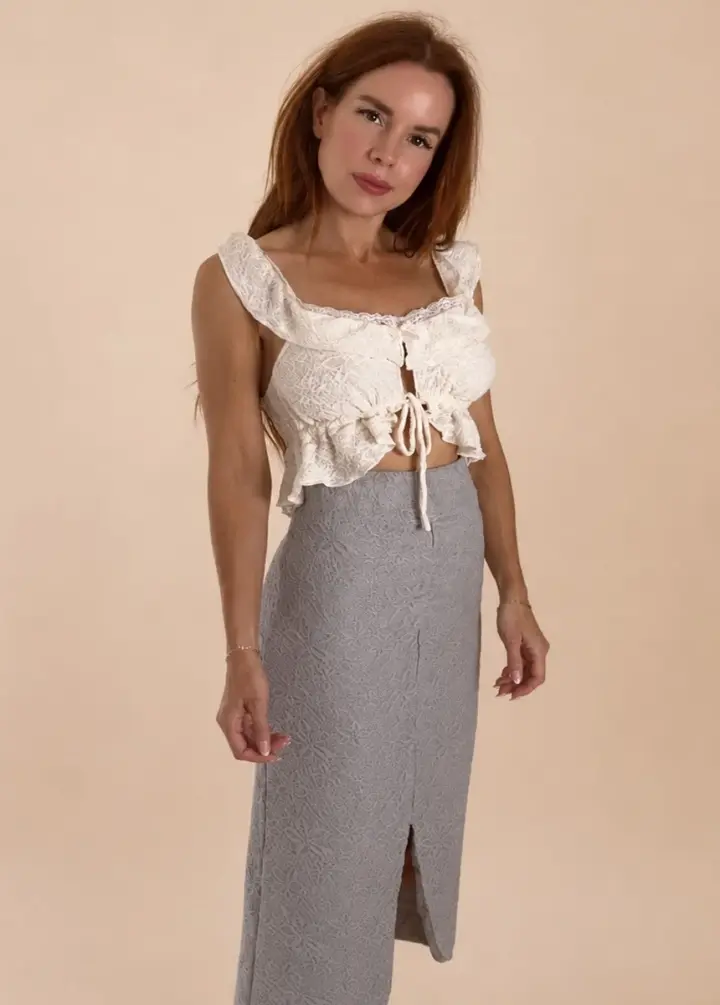 Dallas Skirt in Blue Fog