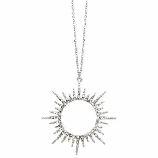 Silver Sunburst Clear Crystal Necklace 30% off