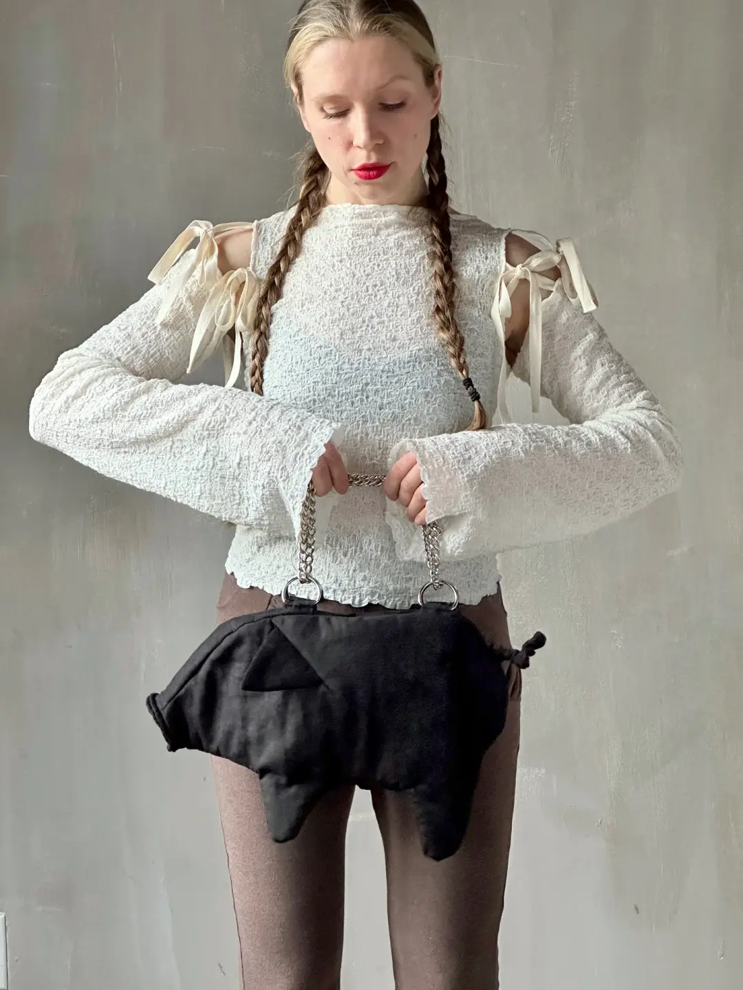 Winter '26: Detached Sleeve Top in Textured Cream Cotton (Pre-Order)