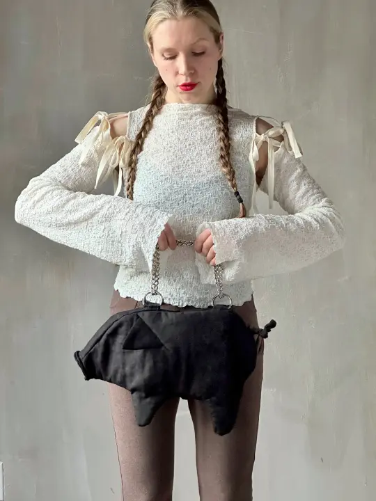 Winter '26: Detached Sleeve Top in Textured Cream Cotton (Pre-Order)