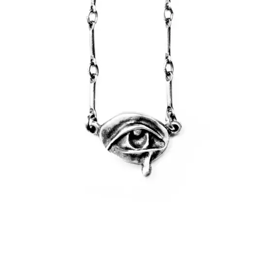 Small Mourning Eye. Silver Tears. Necklace.
