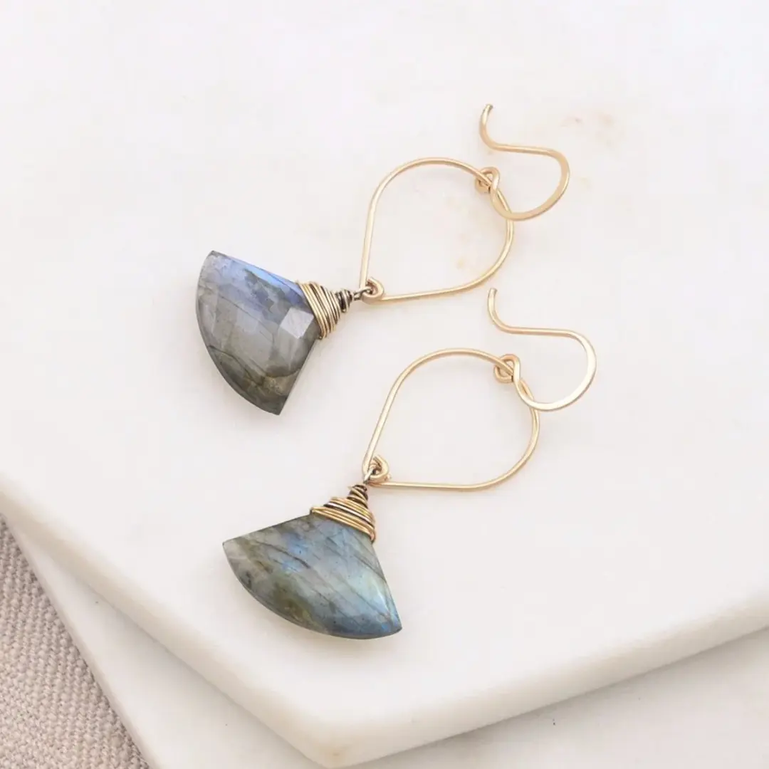 Labradorite Shield Earrings