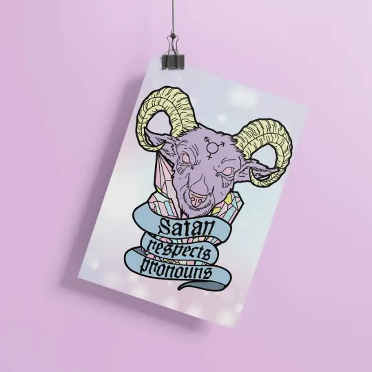 Satan Respects Pronouns Art Print