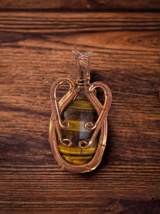 Tiger eye copper pendant