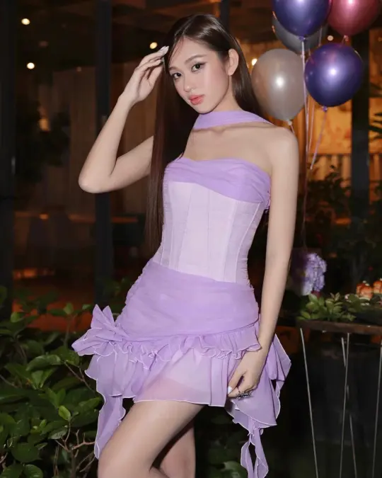 Light purple tube top slim waist slim fit irregular skirt short skirt homecoming dress R3805
