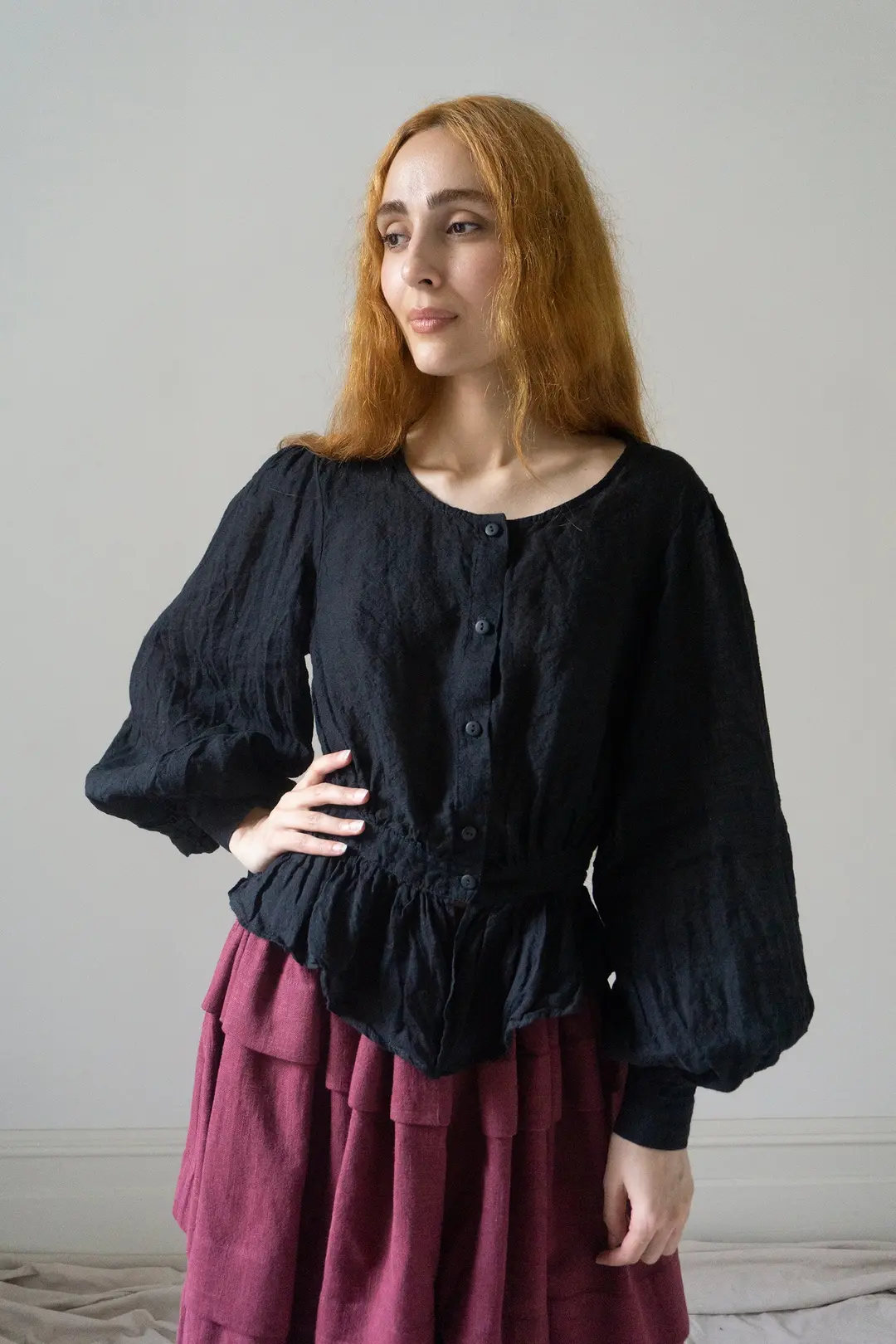 Celeste Linen Blouse - Black