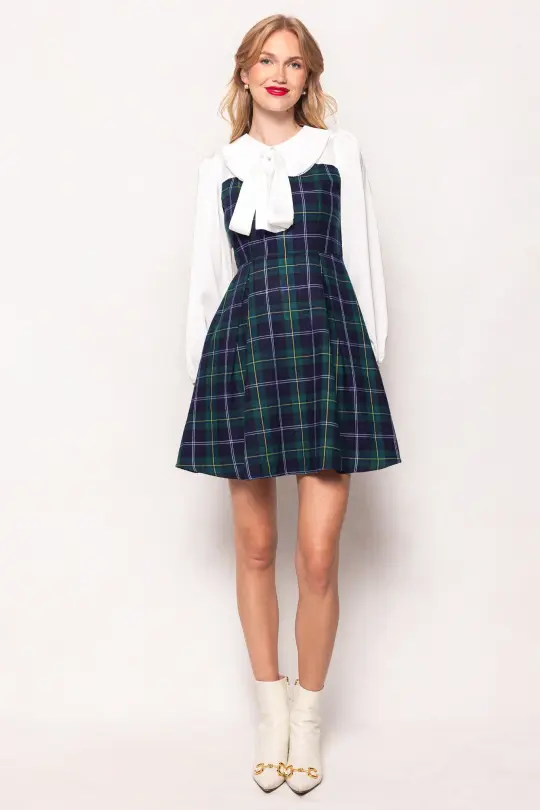 Tawny Dress in Nocturne Plaid