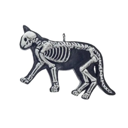 Cat Bones Flatback Ornament - Skeleton Cat Halloween Decoration - Gothic Pet Memorial