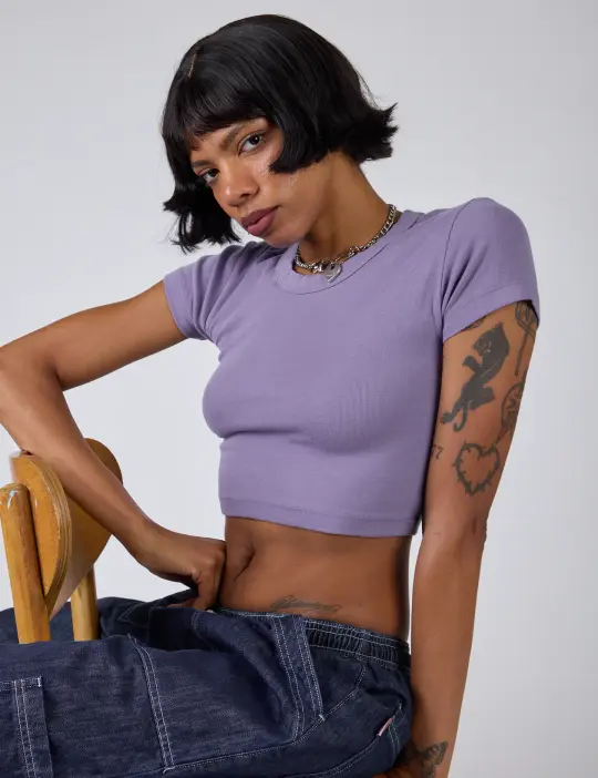 Cropped Baby Tee - Faded Grape