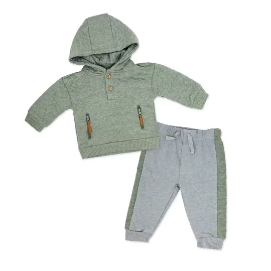 Baby Mode Baby Boys 2 Piece Quilted Jogger Set, 0-3M