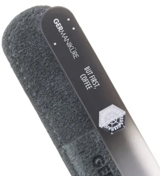 "But First Coffee" Germanikure Mantra Nail File and Leather Sleeve