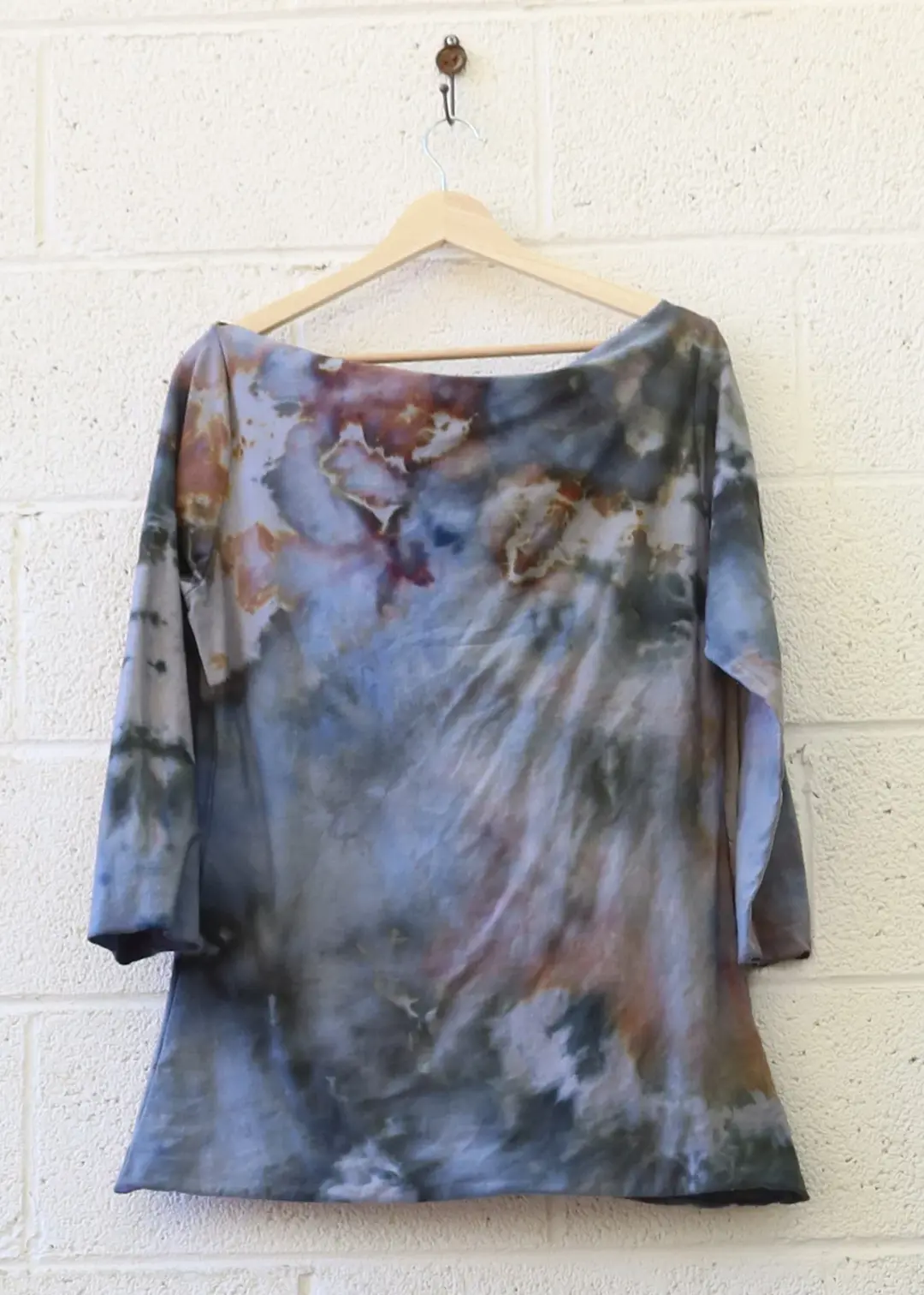 OOAK - Audrey Simplicity Shirt / XL / Stretch Organic Cotton / Ice Dye (57)