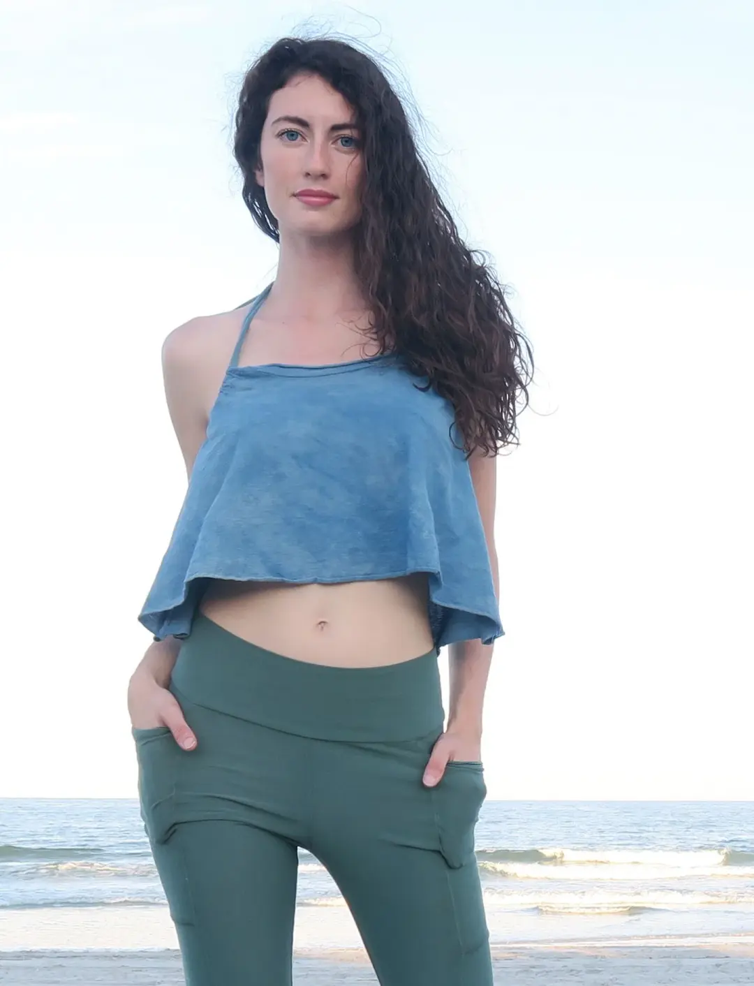 Drawstring Halter Wanderer Cropped Shirt
