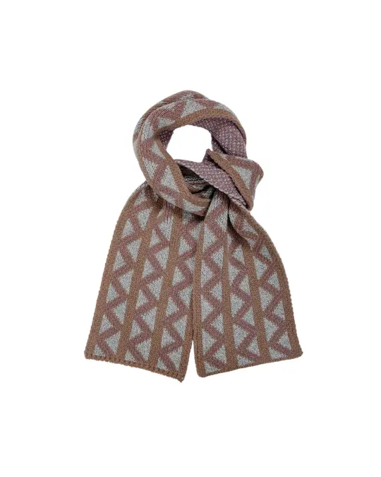 Found Feather Geo Scarf Italian Donegal Wool Brown