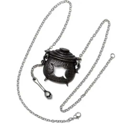 Witches Cauldron Necklace in Black Antiqued Pewter