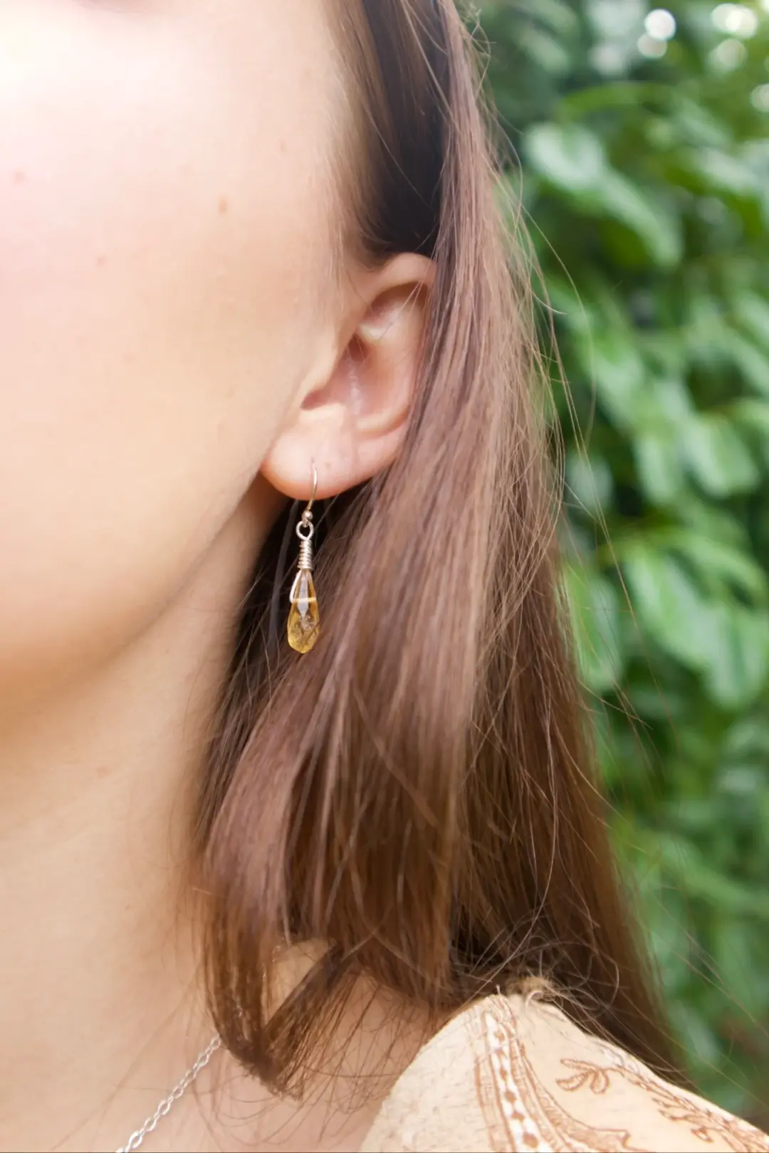 Amazonite dainty teardrop gem earrings