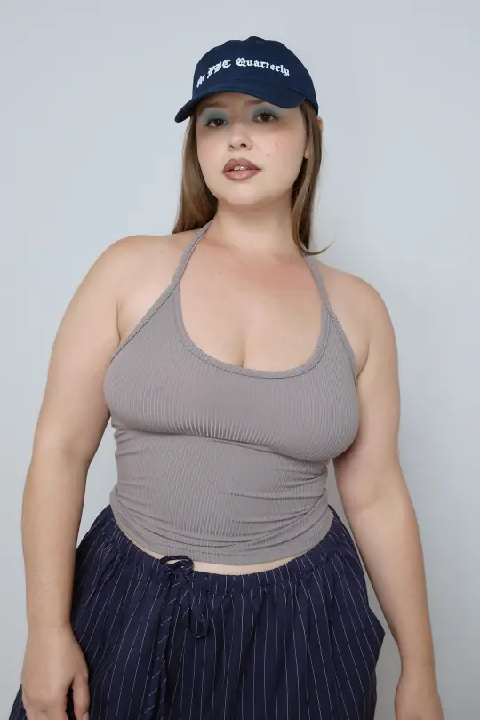 Tencel Rib Halter Top Gray
