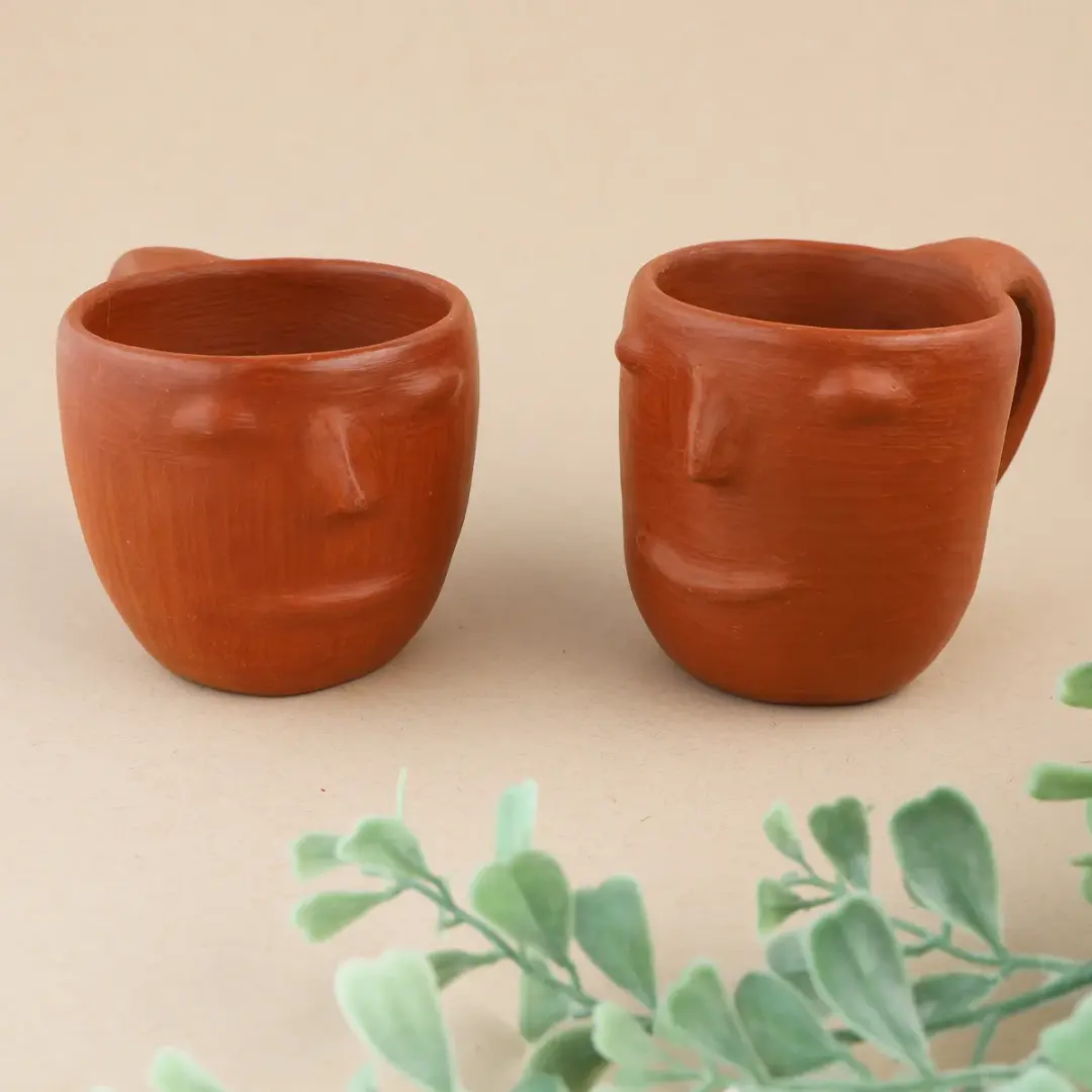 Red Clay Terracotta Face Mug