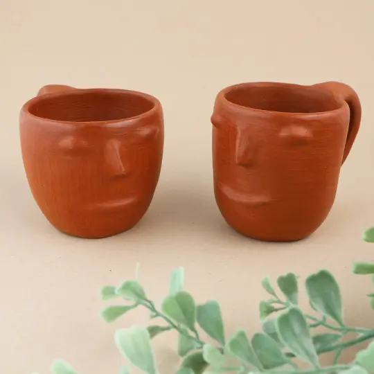 Red Clay Terracotta Face Mug