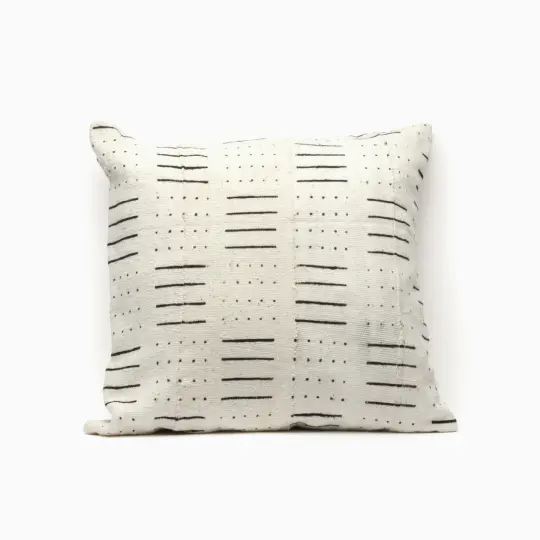 White Mudcloth Pillow