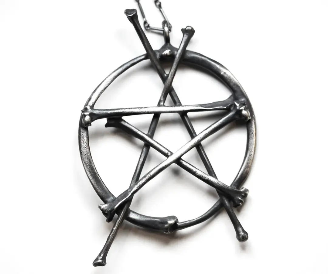 * Ready to Ship * Snake Rib & Bat Wing Bone Pentacle Necklace