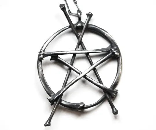 * Ready to Ship * Snake Rib & Bat Wing Bone Pentacle Necklace