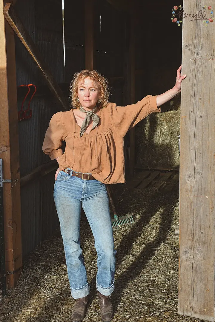 Cotton Peasant Blouse in Cortado- XS/S
