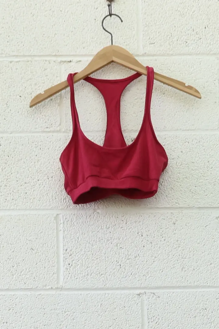 SAMPLE SALE - Sadhana Racerback Banded Bra / S / Stretch Cotton / Red / (224)